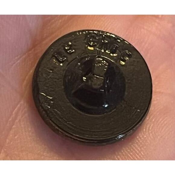 12 Black Glass Buttons Le Chic Art Deco Gold Rhinestone Vintage - Picture 3 of 3